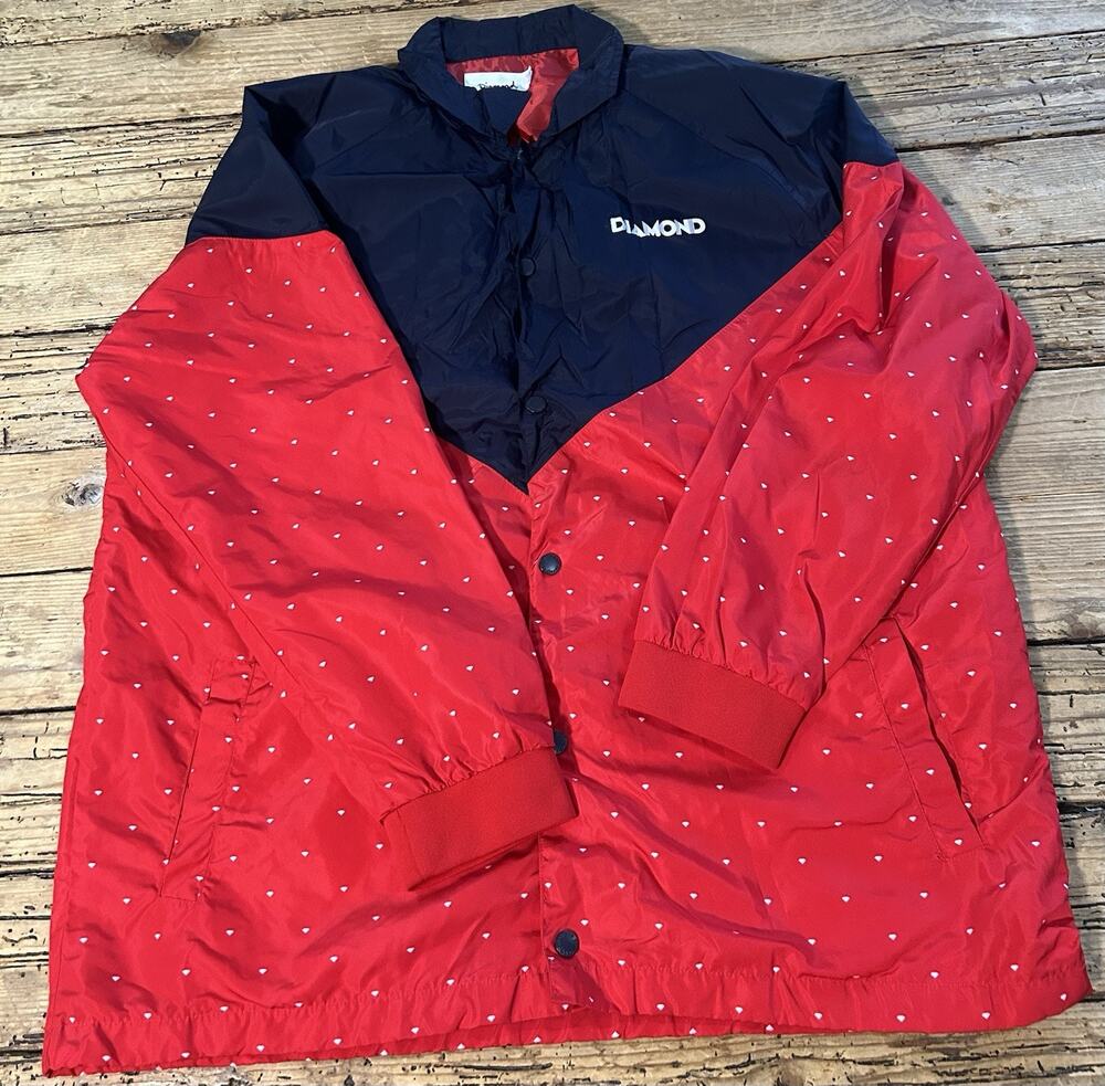 Diamond Supply Menβs Size 2XL Red Colorblock Windbreaker Jacket